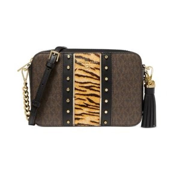 MICHAEL Michael Kors Handbags - Michael Kors Logo Calf Hair Jet Set Charm Camera Crossbody Bag
